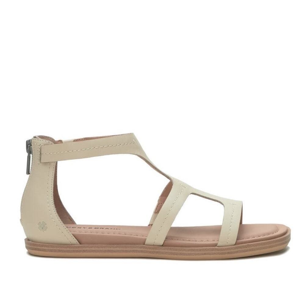 New Lucky Brand Nayda Sandals Women's Size 11 M Buff Tan Neutral Leather Zip